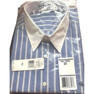 Ralph Lauren Women's Dress Shirt Button Up Collared Blue Striped PLUS SZ NEW